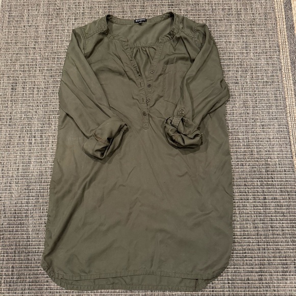 Express Olive Green Long Sleeve Dress/ Tunic/ Coverup - Picture 1 of 4